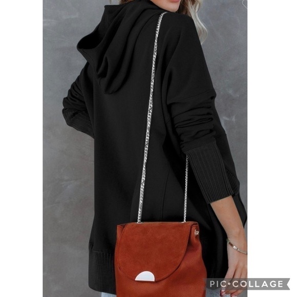 Black Oversized Top w/Hood - Picture 2 of 6